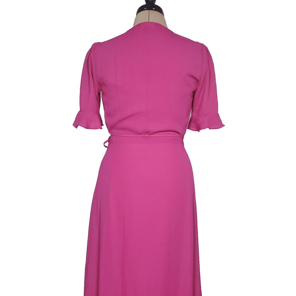 Lulu's Women’s Wrap Dress Size XS Hot Pink Ruffle Flowy High Low Short Sleeve - Picture 6 of 12